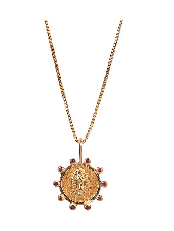 Medalla Guadalupe Mini Oro y Rubies